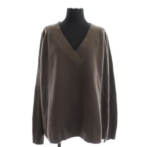 ミドルゲージVプルオーバー ニット セーター 長袖 ウール カシミヤ混 茶 ブラウン