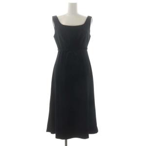 SYBILLA セットアップ ジャケット 七分袖 総裏地 ワンピース ノースリーブ ひざ丈 ベロア M 黒 ブラック