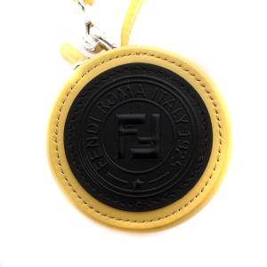 FENDI Help Bag Charm ショッピングバッグ付き レザー イエロー ブラック