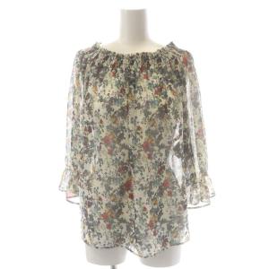 ANAYI セットアップ ブラウス 長袖 フレアスカート ロング ミモレ 花柄 38 36 ベージュ