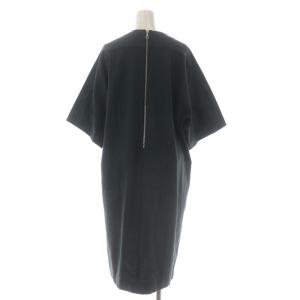 Drawer クルーネックワンピース ロング ミモレ 七分袖 コットン 1 緑 グリーン