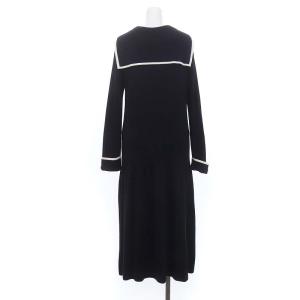 Chesty 22AW セーラーニットワンピース ロング 長袖 ウール混 1 紺 ネイビー 白 ホワイト