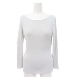 ANAYI ラメ リブニット アンサンブル カーディガン Vネック カットソー 長袖 38 ライトグレー シルバー色