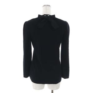 FOXEY Lady Ribbon トップス ニット セーター 長袖 バックリボン 38 黒 白 