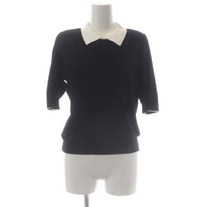 22年 Blanche 襟付き ニット カットソー 38 ブラック ホワイト 42972