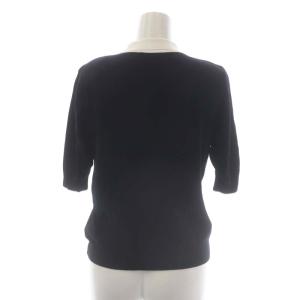 FOXEY 22年 Blanche 襟付き ニット カットソー 38 ブラック ホワイト 42972