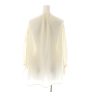 ebure ウールシアーギャザーブラウス 八分袖 リボン 38 オフホワイト