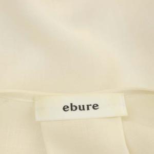 ebure ウールシアーギャザーブラウス 八分袖 リボン 38 オフホワイト