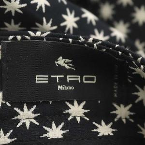ETRO 総柄 テーパードパンツ ジッパーフライ 44 黒 アイボリー ブラック
