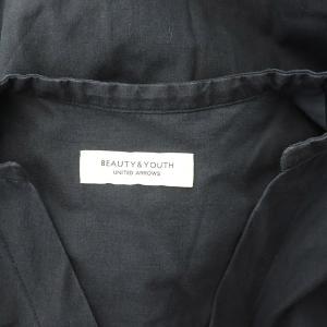 BEAUTY&YOUTH UNITED ARROWS フロントリボン7分袖ワンピース ロング タイプライター Vネック 紺 ネイビー