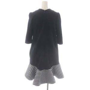 BORDERS at BALCONY 23SS ROUND PEPLUM MINI DRESS ボーダー 36 ブラック