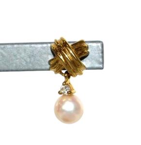 TIFFANY&Co. シグネチャー パール ダイヤ ピアス K18 750 イエローゴールド