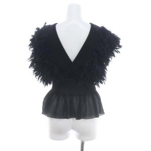 LEINWANDE ニットベスト フリンジ 裾切替 プルオーバー F 黒 ブラック