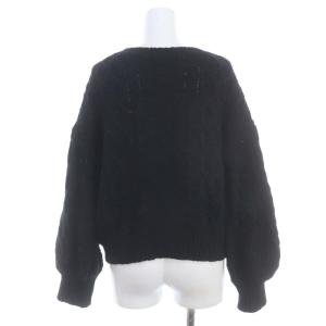 GRACE CONTINENTAL 刺繍ケーブルニットトップ セーター 長袖 パール装飾 36 黒 ブラック