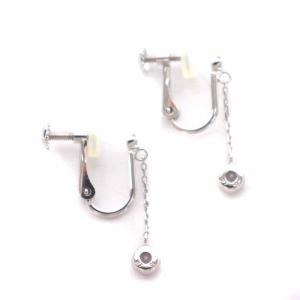 VENDOME AOYAMA 石付き スイング イヤリング K10 WG ビジュー ホワイトゴールド シルバー色