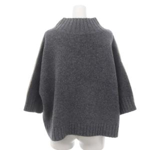 Spick&Span 23AW 5ブ袖ラムウールラインニット セーター モックネック グレー