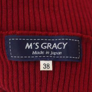 M'S GRACY リブ フリル ニット セーター 長袖 ハイネック プルオーバー ウール 38 赤 黒 茶色