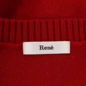 René ショート丈 ニットカーディガン 長袖 ウール 36 赤 レッド