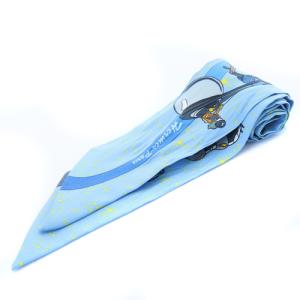 ツイリー スペース ダービー スカーフ 総柄 シルク 水色 ブルー