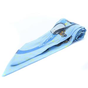 HERMES ツイリー スペース ダービー スカーフ 総柄 シルク 水色 ブルー