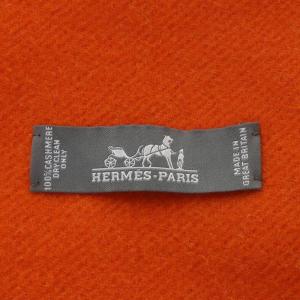 HERMES ストール 大判 カシミヤ フリンジ バイカラー オレンジ ホワイト