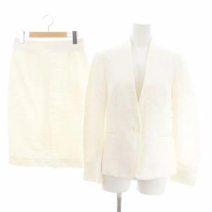 スーツ セットアップ 上下 ジャケット 背抜き 1B タイトスカート 膝丈 38 白 ホワイト