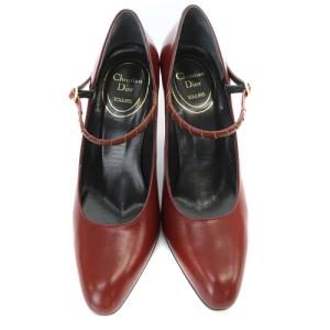 Christian Dior ストラップ パンプス ハイヒール レザー 4 23.5cm ボルドー