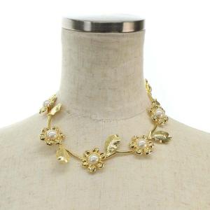 MUVEIL フラワーネックレス ペンダント パール ゴールド色