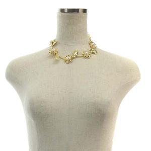 MUVEIL フラワーネックレス ペンダント パール ゴールド色