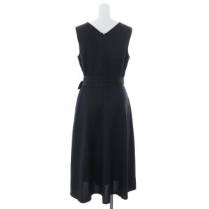 ANAYI 21SS ブッチャーギャザー ワンピース ロング ミモレ丈 ノースリーブ ベルト付き 36 黒 ブラック