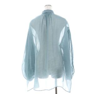 ADORE 23SS ソフトオーガンジーブラウス シャツ シアー シースルー 長袖 38 M 青 ブルー 5313110603