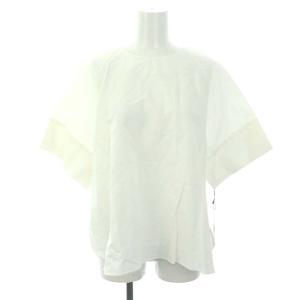 ADORE 22AW ダブルタイプライターシアーレイヤードブラウス カットソー プルオーバー チュニック 半袖 バックオープン 38 白