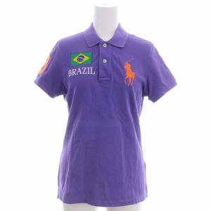 BRAZIL ビッグポニー 刺繍 ポロシャツ カットソー 鹿の子 半袖 S 紫 パープル