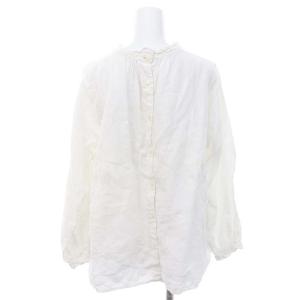nest Robe スタンドフリルブラウス 長袖 前開き リネン F オフホワイト