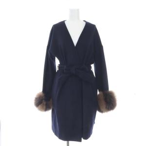 ファーカフスベルテッドカーディガン コーディガン 36 紺 ネイビー