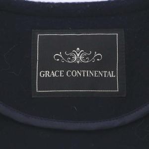 GRACE CONTINENTAL ファーカフスベルテッドカーディガン コーディガン 36 紺 ネイビー