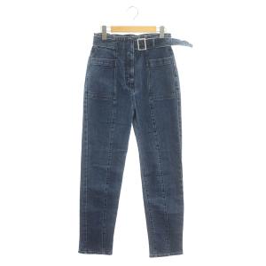 21AW テーパードデニムパンツ ハイウエスト ベルト ストレッチ 36 インディゴ