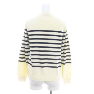 BORDERS at BALCONY 21AW WOOLSILK TEAM CARDIGAN  カーディガン ニット 長袖 ボーダー Vネック 36 アイボリー