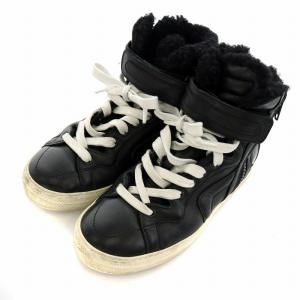 PIERRE HARDY 内ボアハイカットスニーカー シューズ ジップアップ レザー 37 23.5?p 黒 ブラック