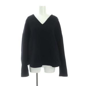 ウォームダブルクロス バナナスリーブプルオーバー カットソー Vネック 長袖 38 紺 ネイビー