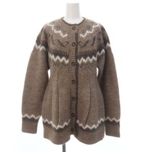 22AW NORDIC WEST SHAPE CARDIGAN ニット カーディガン 長袖 ノルディック柄 ウール混 2 モカ