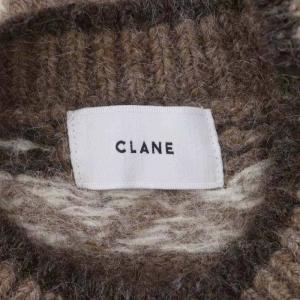 CLANE 22AW NORDIC WEST SHAPE CARDIGAN ニット カーディガン 長袖 ノルディック柄 ウール混 2 モカ