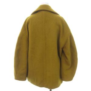 CLANE 22AW OVER LINE DOUBLE COAT ハーフコート アウター ウール アルパカ混 2 黄 イエロー