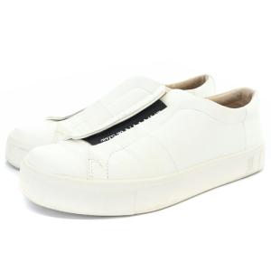 LANVIN en Bleu レザー スリッポン ロゴ 23cm 白 ホワイト