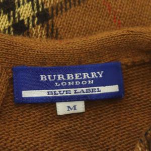 BURBERRY BLUE LABEL ニット セーター ノバチェック 半袖 ウール アンゴラ混 M 茶 マルチカラー ブラウン