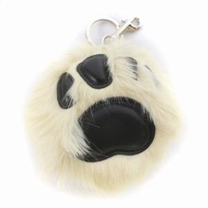 エシカルファー バッグチャーム エコファー 肉球 白 ホワイト