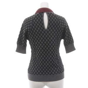 UNDERCOVER 襟付きチェックニット セーター 総柄 半袖 2 グレー黒 ワインレッド