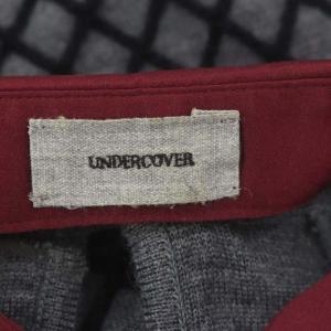 UNDERCOVER 襟付きチェックニット セーター 総柄 半袖 2 グレー黒 ワインレッド