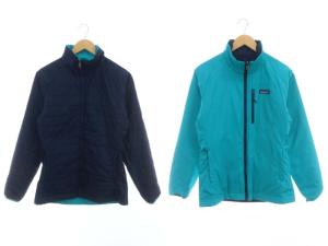 Reversible 中綿ジャケット ロゴ刺繍 ロゴワッペン ジップアップ エメラルドグリーン 紺 ネイビー 31679