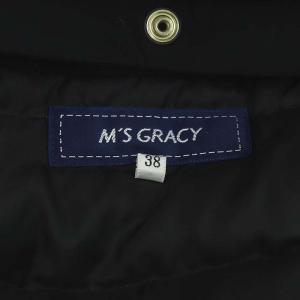 M'S GRACY ダブルジッパーダウンコート アウター レッキスファー リボン ダウンライナー フード 38 紺 ネイビー